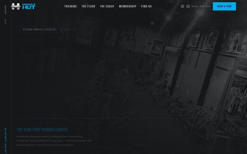 Screenshot of the Muscle Hut website